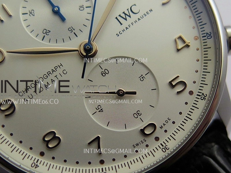 Portuguese Chrono IW371604 SS APSF 1:1 Best Edition Silver Dial RG Marker On Black Leather Strap Asian Super Clone 69355
