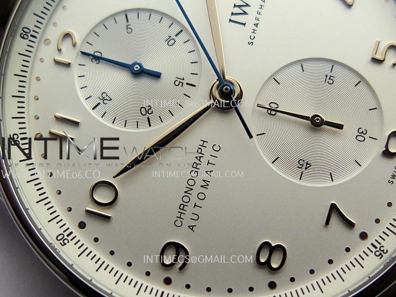 Portuguese Chrono IW371604 SS APSF 1:1 Best Edition Silver Dial RG Marker On Black Leather Strap Asian Super Clone 69355