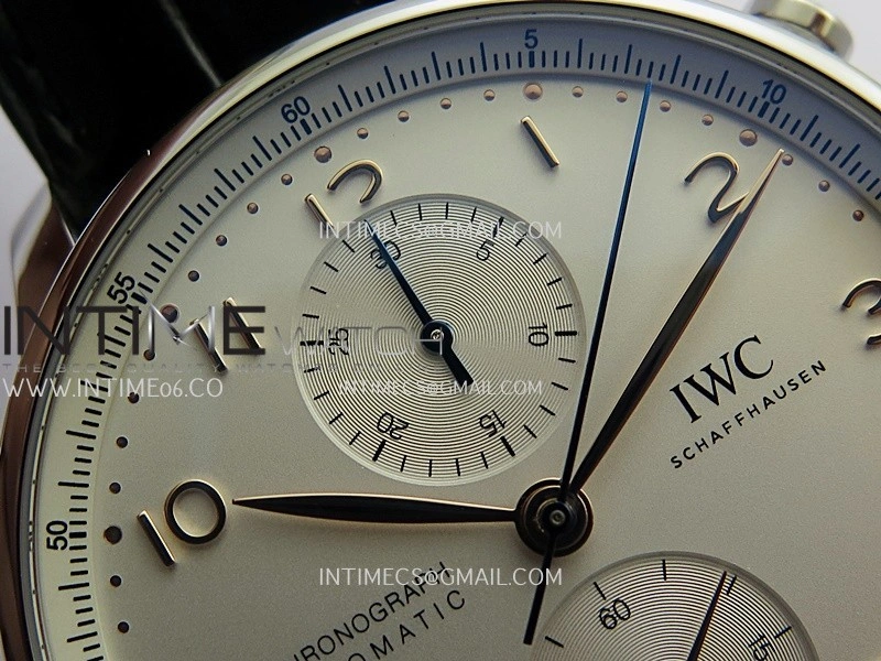 Portuguese Chrono IW371604 SS APSF 1:1 Best Edition Silver Dial RG Marker On Black Leather Strap Asian Super Clone 69355
