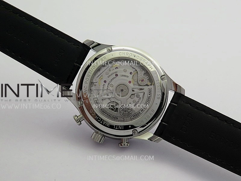 Portuguese Chrono IW371604 SS APSF 1:1 Best Edition Silver Dial RG Marker On Black Leather Strap Asian Super Clone 69355