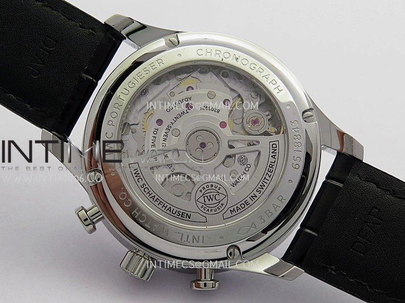 Portuguese Chrono IW371604 SS APSF 1:1 Best Edition Silver Dial RG Marker On Black Leather Strap Asian Super Clone 69355