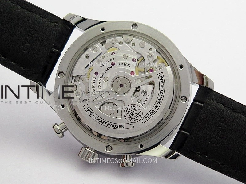 Portuguese Chrono IW371604 SS APSF 1:1 Best Edition Silver Dial RG Marker On Black Leather Strap Asian Super Clone 69355