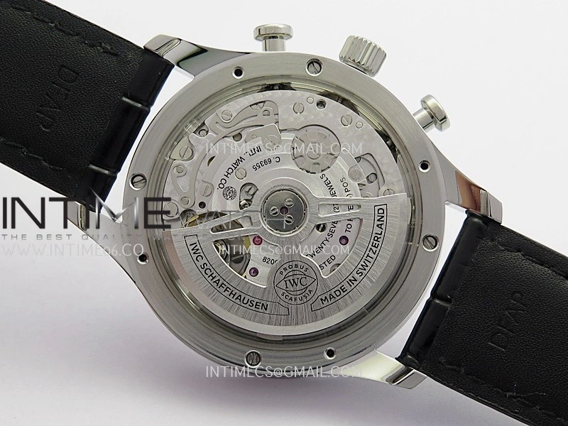 Portuguese Chrono IW371604 SS APSF 1:1 Best Edition Silver Dial RG Marker On Black Leather Strap Asian Super Clone 69355