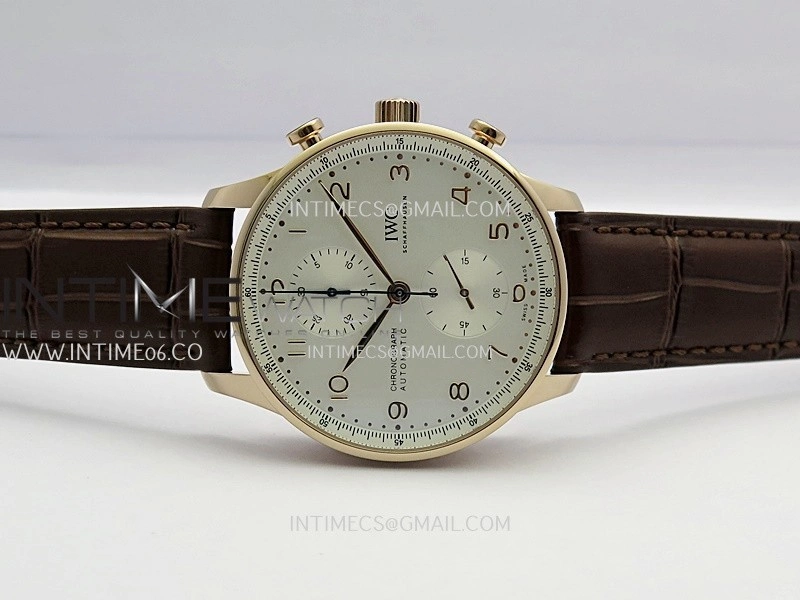 Portuguese Chrono IW371611 RG APSF 1:1 Best Edition Silver Dial RG Marker On Brown Leather Strap Asian Super Clone 69355