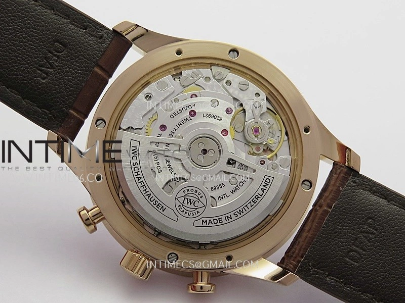 Portuguese Chrono IW371611 RG APSF 1:1 Best Edition Silver Dial RG Marker On Brown Leather Strap Asian Super Clone 69355