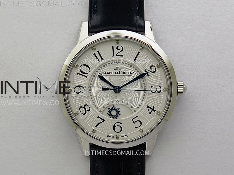 Rendez-Vous Night and Day SS APSF 1:1 Best Edition White Textured Dial SS Bezel on Black Leather Strap Super Clone A898