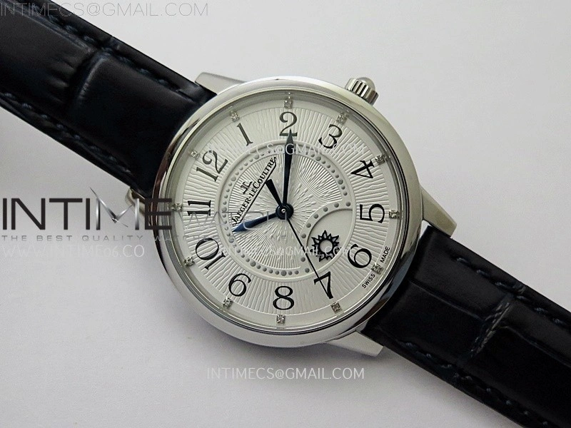 Rendez-Vous Night and Day SS APSF 1:1 Best Edition White Textured Dial SS Bezel on Black Leather Strap Super Clone A898