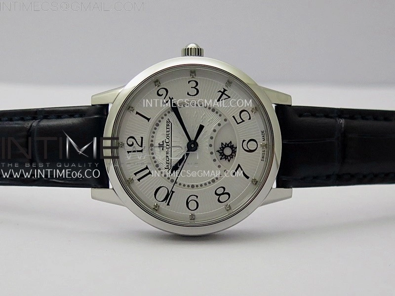 Rendez-Vous Night and Day SS APSF 1:1 Best Edition White Textured Dial SS Bezel on Black Leather Strap Super Clone A898