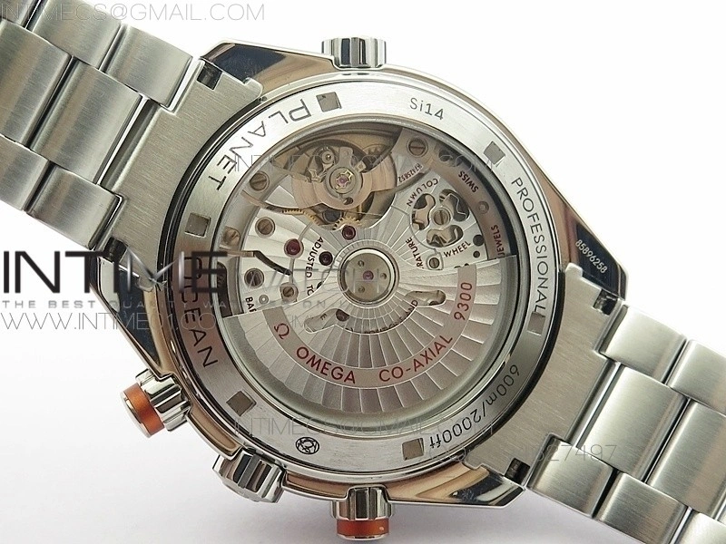 Planet Ocean Master Chronometer Chrono SS OM 1:1 Best Edition Black Dial Silver Numeral on SS Bracelet A9300