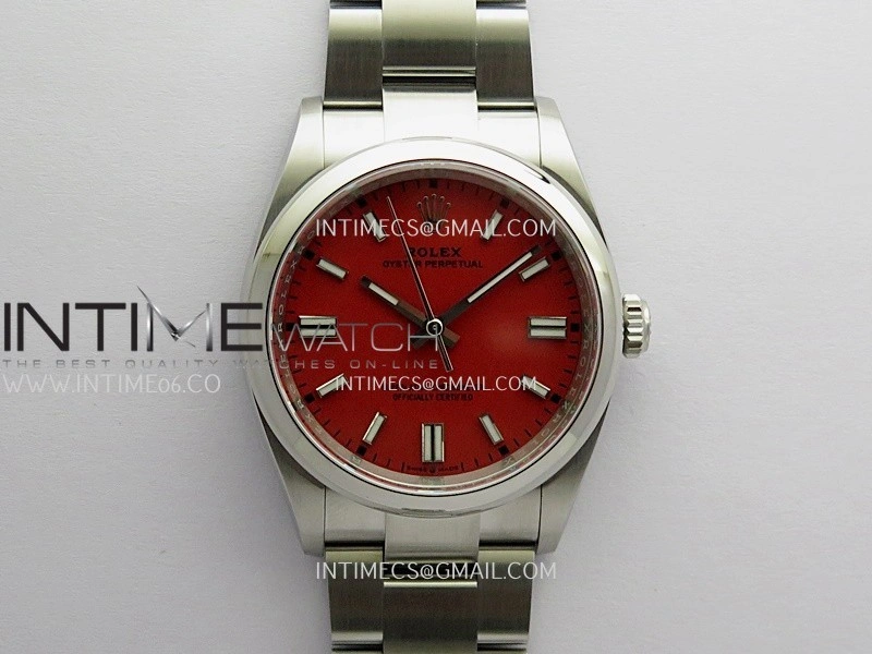 Oyster Perpetual 126000 36mm 904L SS VF 1:1 Best Edition Red Dial On 904L SS Bracelet DD3230