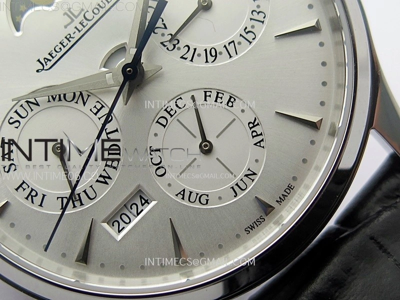 Master Ultra Thin Perpetual Calendar SS J Factory Best Edition Silver Dial on Black Leather Strap A868
