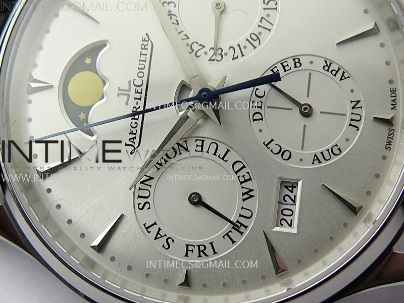 Master Ultra Thin Perpetual Calendar SS J Factory Best Edition Silver Dial on Black Leather Strap A868