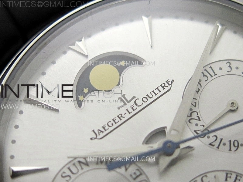 Master Ultra Thin Perpetual Calendar SS J Factory Best Edition Silver Dial on Black Leather Strap A868