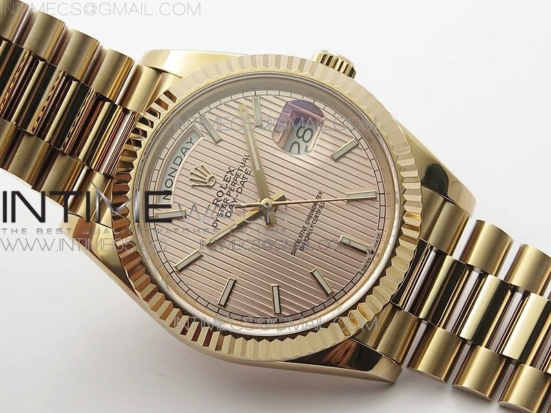 Day-Date 40mm 228239 BP New Dial Version 904 RG Texture Stick Markers Dial on RG President Bracelet A2836