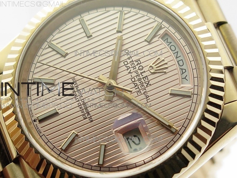 Day-Date 40mm 228239 BP New Dial Version 904 RG Texture Stick Markers Dial on RG President Bracelet A2836