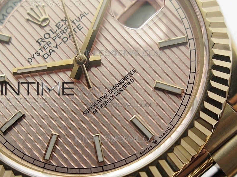 Day-Date 40mm 228239 BP New Dial Version 904 RG Texture Stick Markers Dial on RG President Bracelet A2836