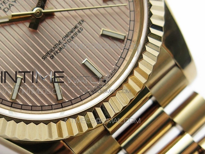 Day-Date 40mm 228239 BP New Dial Version 904 RG Texture Stick Markers Dial on RG President Bracelet A2836