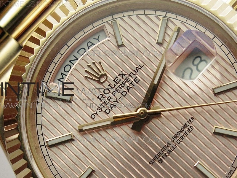 Day-Date 40mm 228239 BP New Dial Version 904 RG Texture Stick Markers Dial on RG President Bracelet A2836