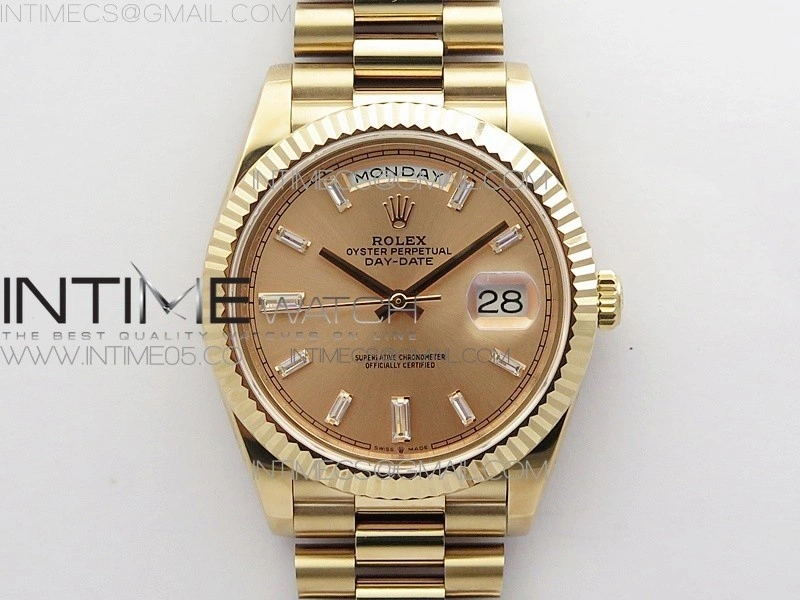 Day-Date 40mm 228239 BP New Dial Version 904 RG Texture Stick Markers Dial on RG President Bracelet A2836