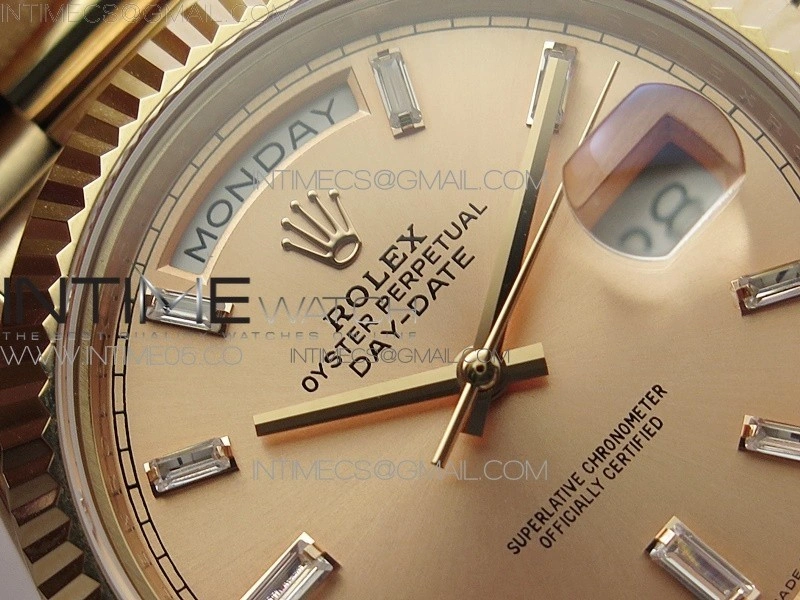 Day-Date 40mm 228239 BP New Dial Version 904 RG Texture Stick Markers Dial on RG President Bracelet A2836