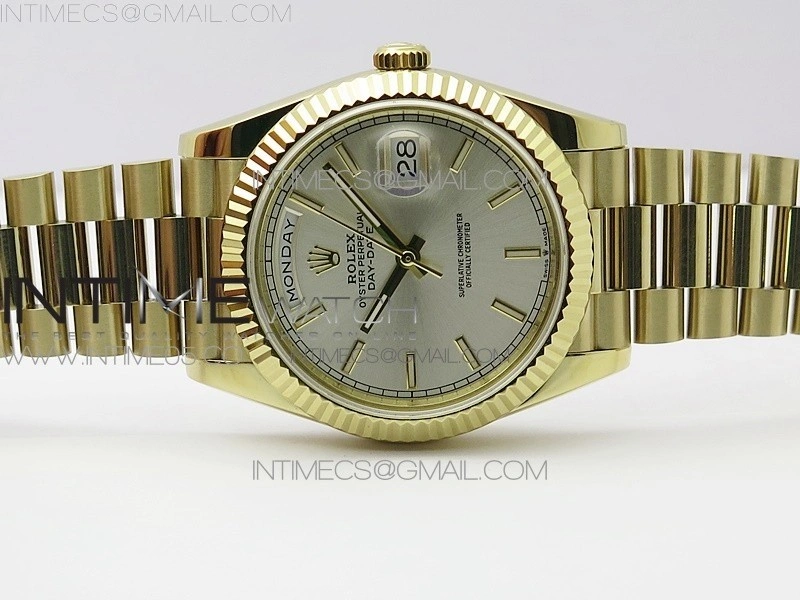 Day-Date 40mm 228239 BP New Dial Version 904 YG Silver Sticks Markers Dial on YG President Bracelet A2836