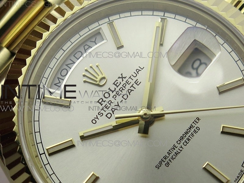 Day-Date 40mm 228239 BP New Dial Version 904 YG Silver Sticks Markers Dial on YG President Bracelet A2836