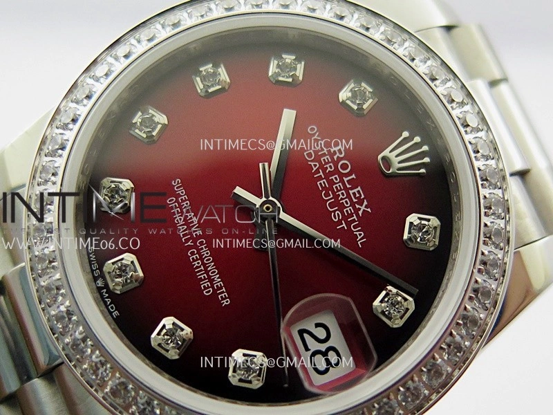 DateJust 31mm Diamond Bezel 904L SS GMF Best Edition Red Ombre Dial On 904L SS President Bracelet A2824