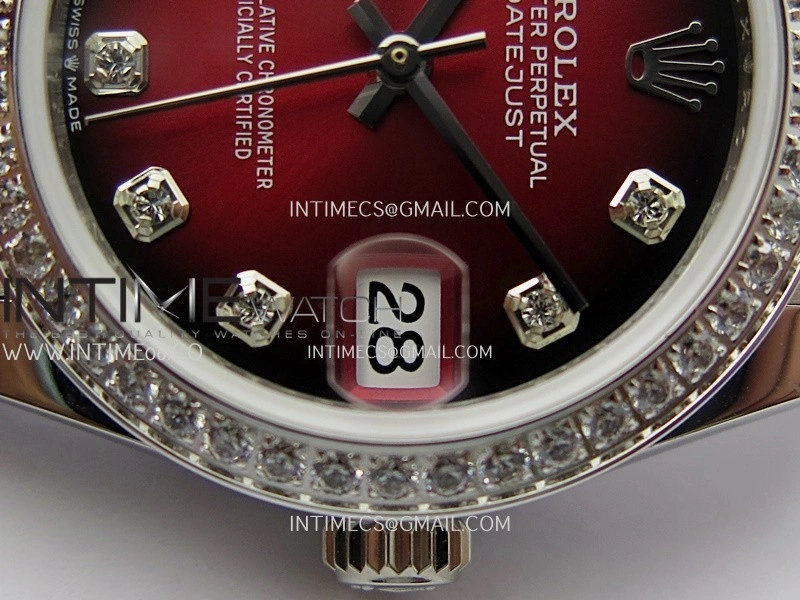DateJust 31mm Diamond Bezel 904L SS GMF Best Edition Red Ombre Dial On 904L SS President Bracelet A2824