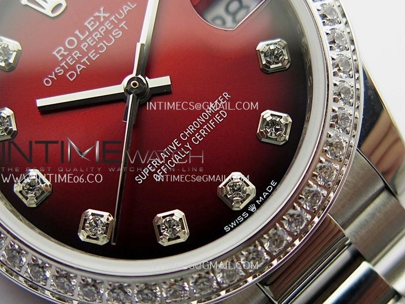 DateJust 31mm Diamond Bezel 904L SS GMF Best Edition Red Ombre Dial On 904L SS President Bracelet A2824