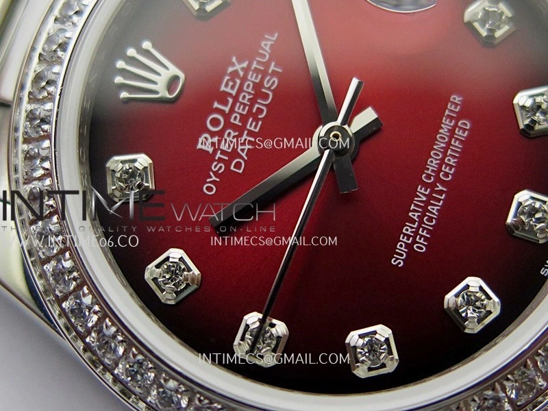 DateJust 31mm Diamond Bezel 904L SS GMF Best Edition Red Ombre Dial On 904L SS President Bracelet A2824