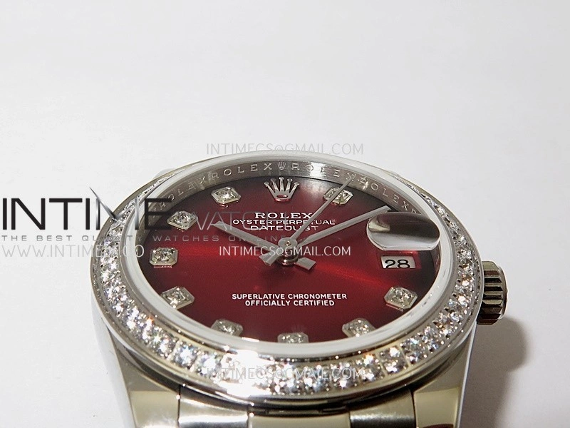 DateJust 31mm Diamond Bezel 904L SS GMF Best Edition Red Ombre Dial On 904L SS President Bracelet A2824