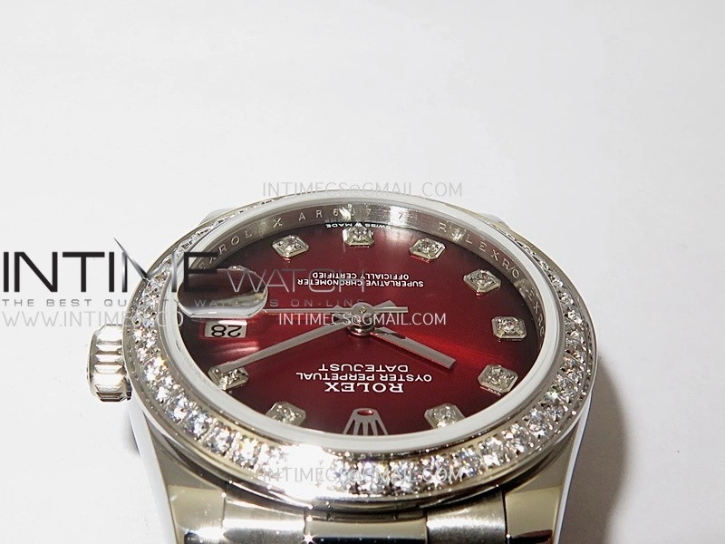 DateJust 31mm Diamond Bezel 904L SS GMF Best Edition Red Ombre Dial On 904L SS President Bracelet A2824
