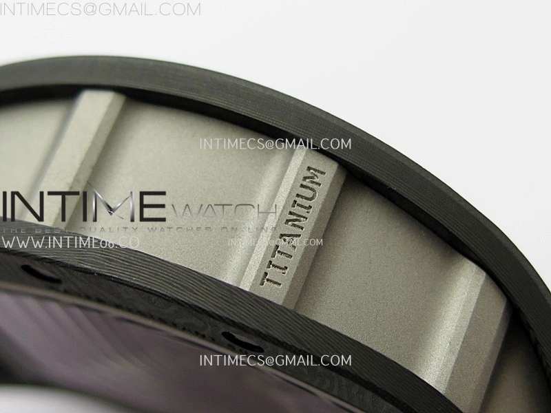 RM055 Black Carbon Bezel Black Crown NTPT Ti ZF 1:1 Best Edition on Red Rubber Strap RMUL2 Super Clone