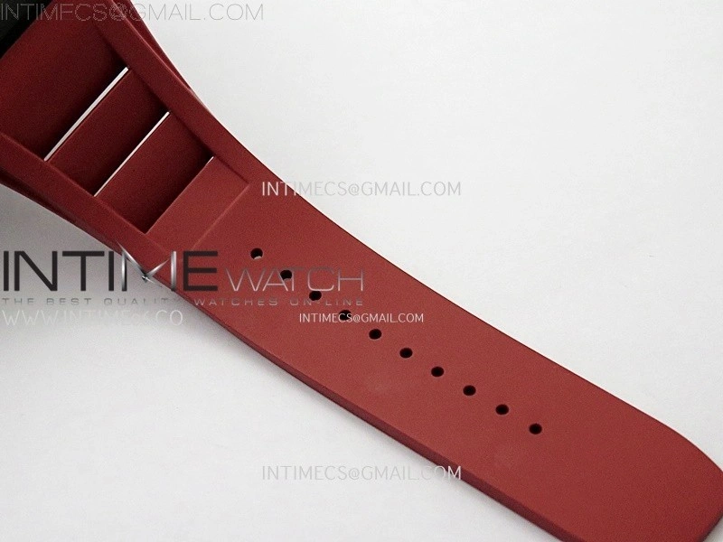 RM055 Black Carbon Bezel Black Crown NTPT Ti ZF 1:1 Best Edition on Red Rubber Strap RMUL2 Super Clone