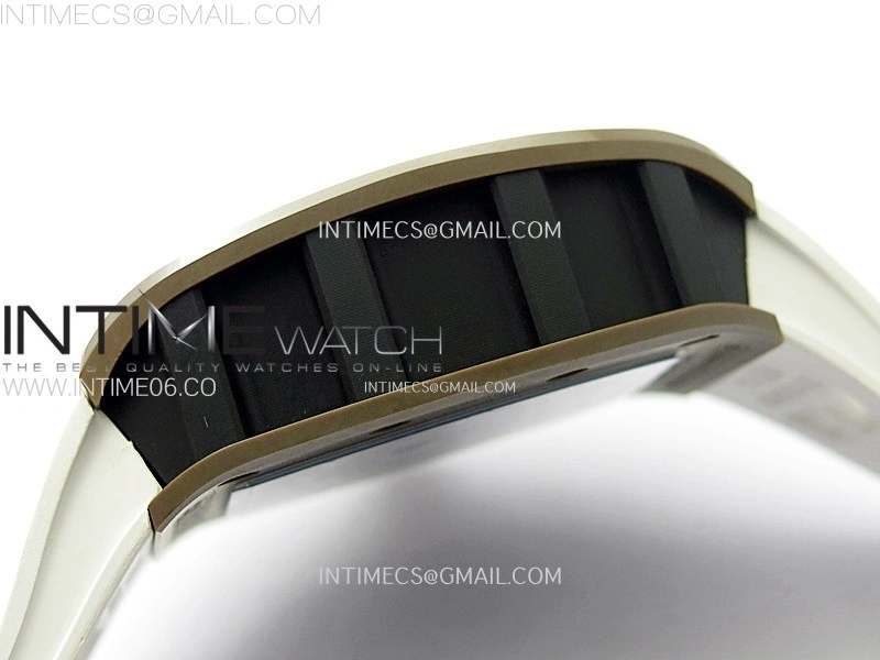 RM052-05 Brown Ceramic Bezel Carbon Case YSF Best Edition Skeleton Dial on White Rubber Strap Tourbillon