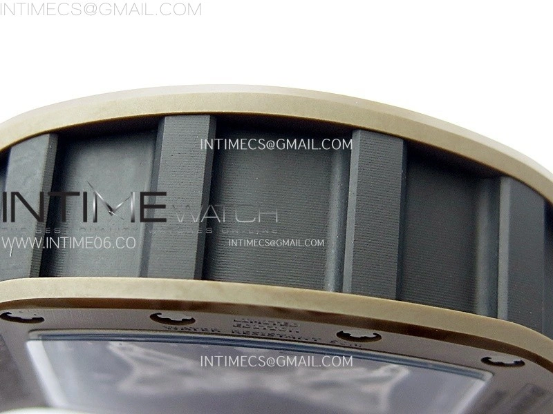 RM052-05 Brown Ceramic Bezel Carbon Case YSF Best Edition Skeleton Dial on White Rubber Strap Tourbillon