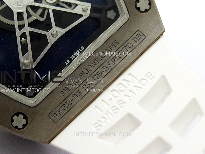 RM052-05 Brown Ceramic Bezel Carbon Case YSF Best Edition Skeleton Dial on White Rubber Strap Tourbillon