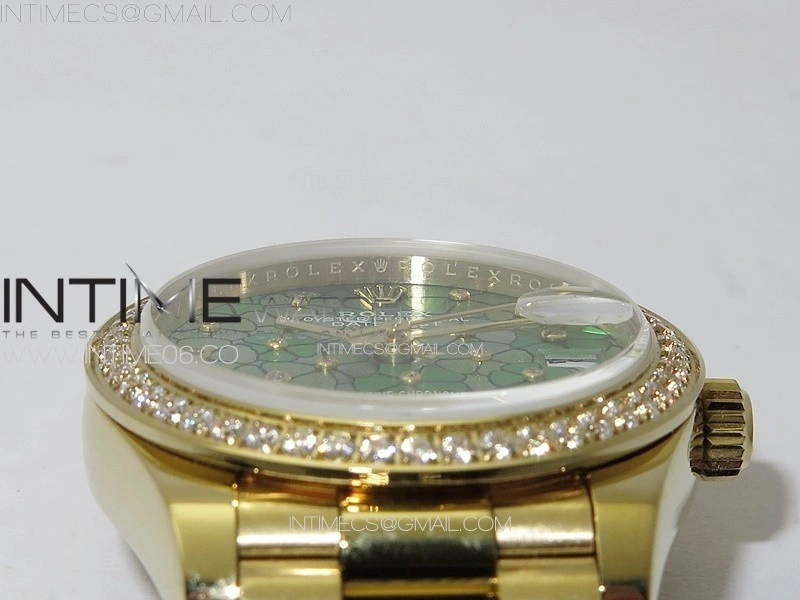 DateJust 31mm 278274 YG Crystals Bezel GMF Best Edition Green Flowers Crystals Dial on YG President Bracelet A2824