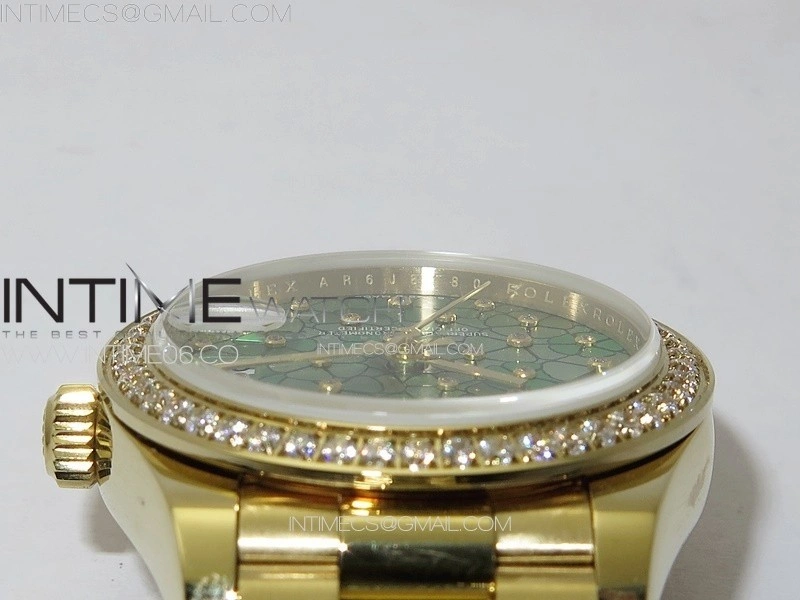 DateJust 31mm 278274 YG Crystals Bezel GMF Best Edition Green Flowers Crystals Dial on YG President Bracelet A2824