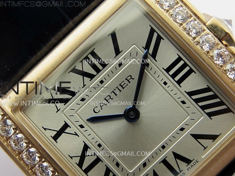 Tank Francaise Ladies 27mm Diamond Bezel RG 8848F 1:1 Best Edition Silver Dial on Black Leather Strap Ronda Quartz V2