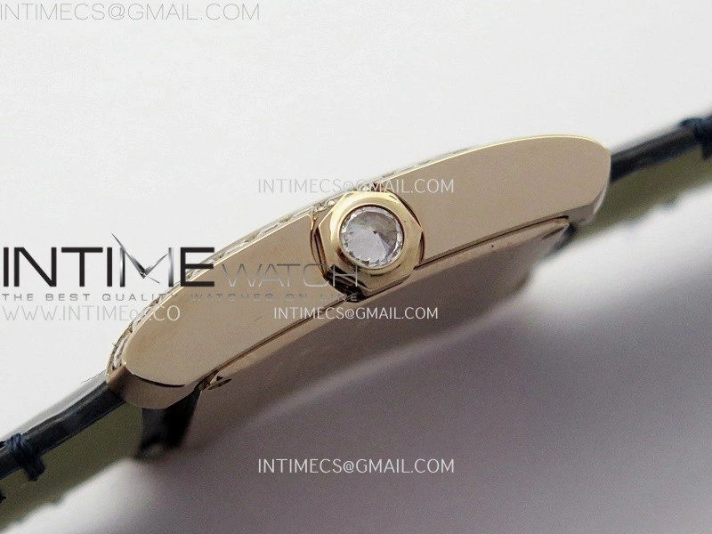 Tank Francaise Ladies 27mm Diamond Bezel RG 8848F 1:1 Best Edition Silver Dial on Black Leather Strap Ronda Quartz V2