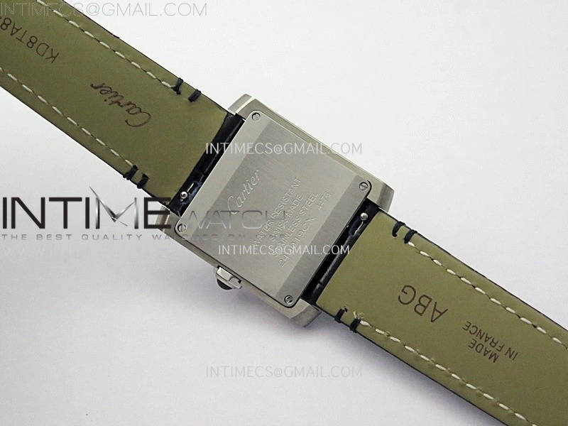 Tank Francaise Ladies 27mm Diamond Bezel SS 8848F 1:1 Best Edition Silver Dial on Black Leather Strap Ronda Quartz V2
