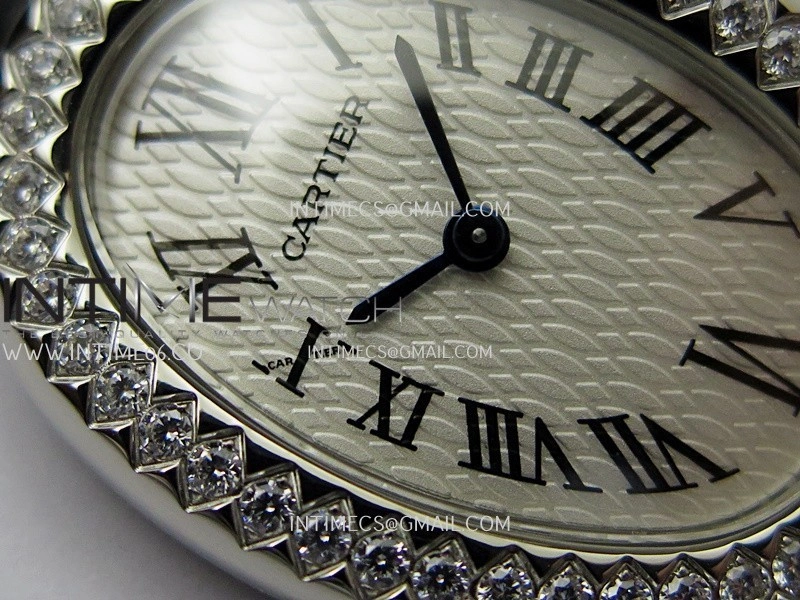 Baignoire Watch Diamond Bezel SS AF 1:1 Best Edition White textured Dial On Black Croco Strap RONDA Quartz