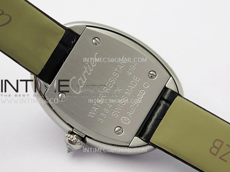 Baignoire Watch Diamond Bezel SS AF 1:1 Best Edition White textured Dial On Black Croco Strap RONDA Quartz