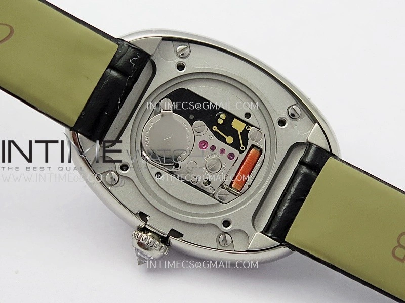Baignoire Watch Diamond Bezel SS AF 1:1 Best Edition White textured Dial On Black Croco Strap RONDA Quartz