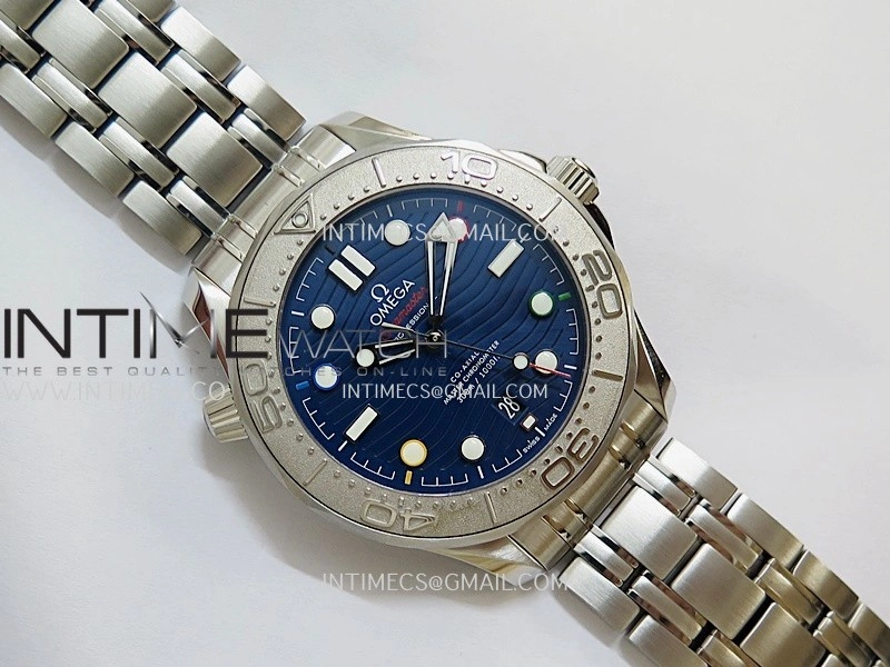 Seamaster 300M 42mm Aluminum Bezel SS VSF Best Edition Blue Ceramic Dial On SS Bracelet Super Clone Asian 8800