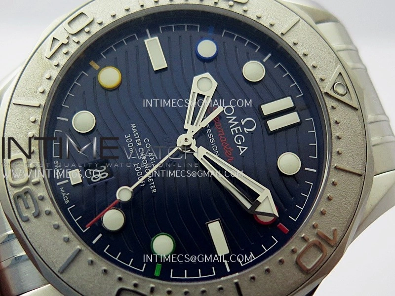 Seamaster 300M 42mm Aluminum Bezel SS VSF Best Edition Blue Ceramic Dial On SS Bracelet Super Clone Asian 8800