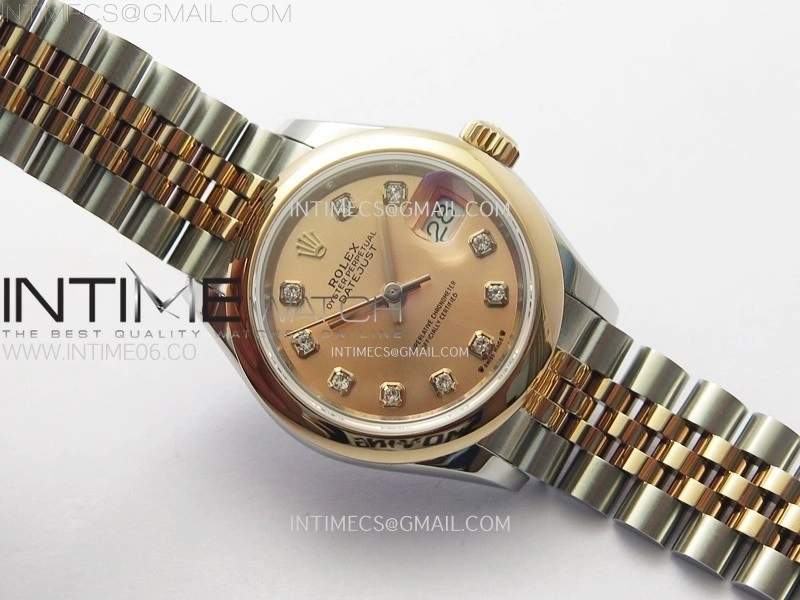 Datejust 28mm 279171 Smooth Bezel SS RG APSF Best Edition RG Dial Crystals Markers on SS Jubilee Bracelet NH05