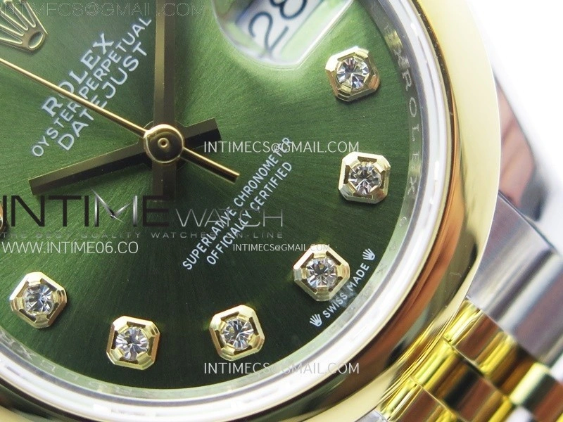 Datejust 28mm 279173 Smooth Bezel SS YG APSF Best Edition Green Dial Crystals Markers on Jubilee Bracelet NH05