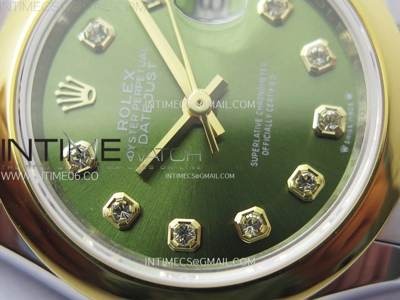 Datejust 28mm 279173 Smooth Bezel SS YG APSF Best Edition Green Dial Crystals Markers on Jubilee Bracelet NH05